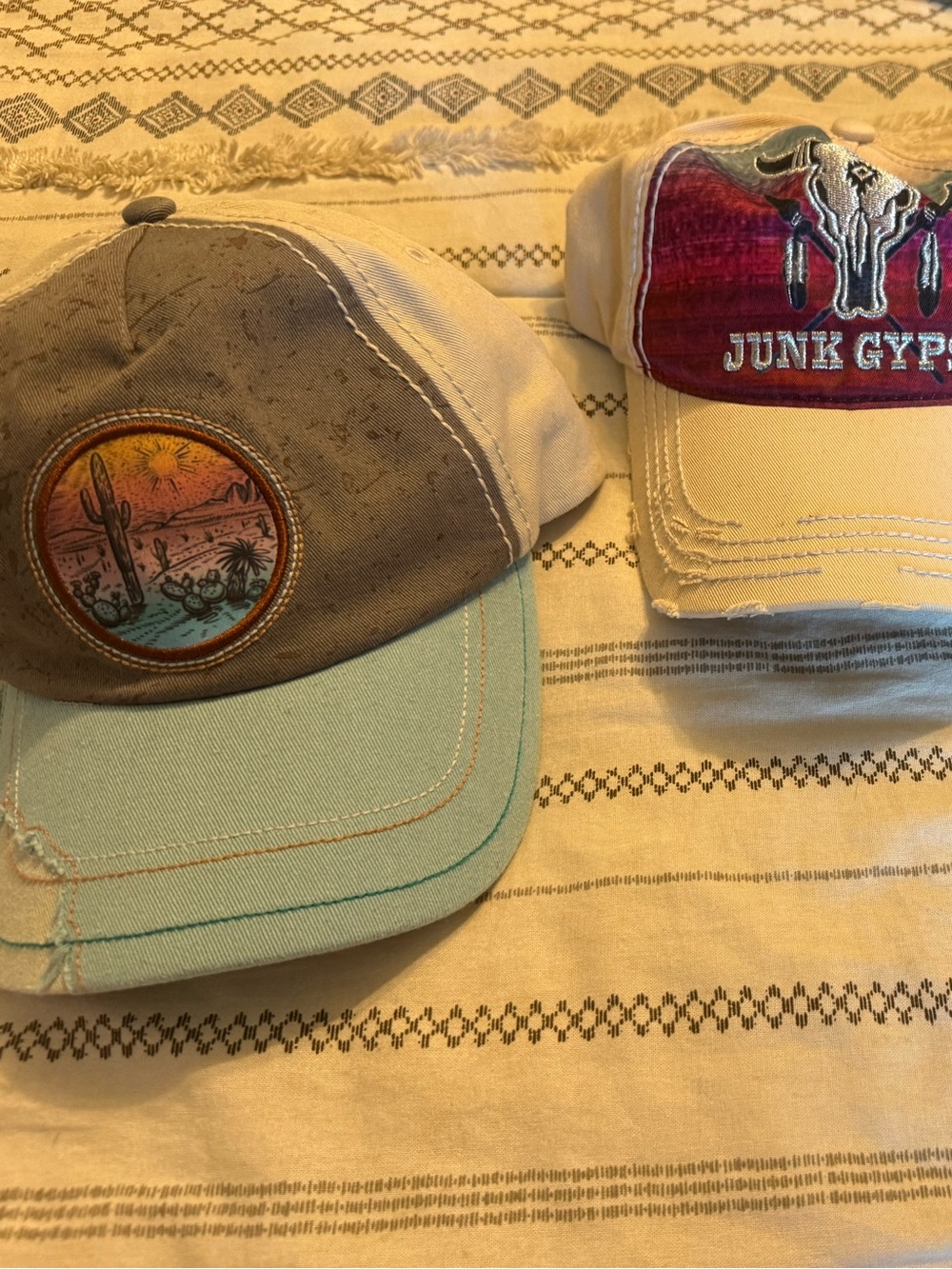 Junk Gypsy Beige Baseball Cap with Burgundy Patch